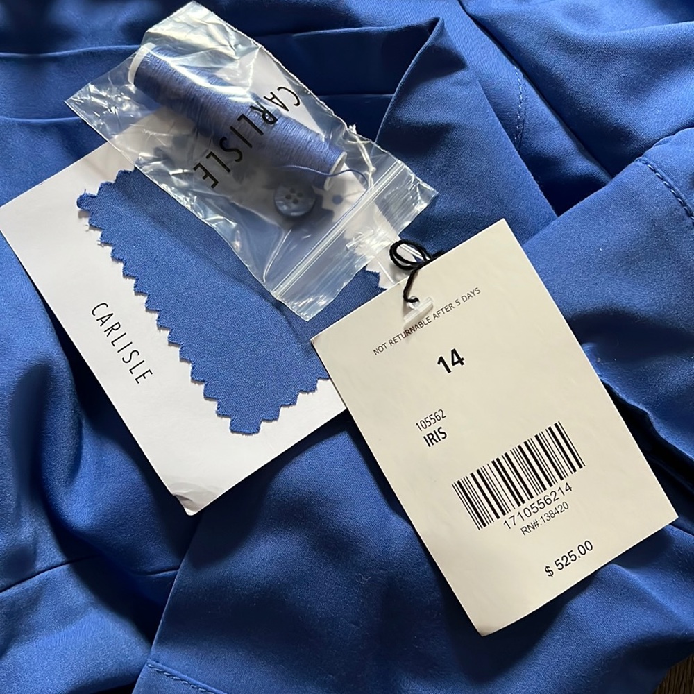NWT Carlisle women's long sleeve button front blue blouse jacket Size 14 - Picture 5 of 13